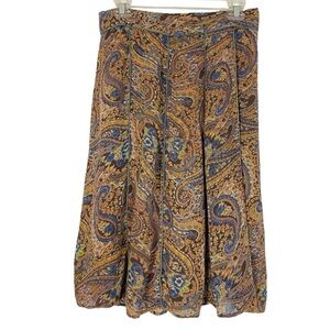 April Cornell Paisley Skirt Womens Size Small Gold Blue Tan